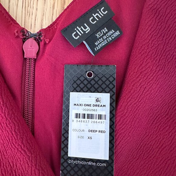 NWT XS (14) City Chic Maxi One Dream Deep Red High Low Dress - Picture 14 of 16